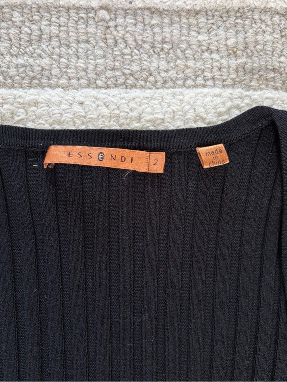 Black Ribbed Square-Neck Women's Top - Picture 3 of 3